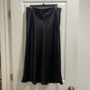 Silky black midi skirt